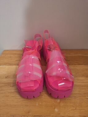 Women’s Hot Pink Jelly Platform Sandals